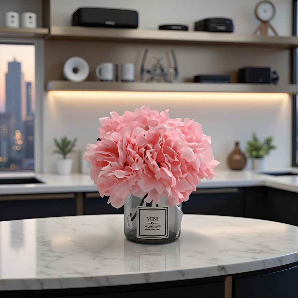 Artificial Pink Peony Flowers in Vase,Wedding Table Centerpiece Home Decor