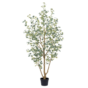 7FT Artificial Eucalyptus Tree Indoor, Faux Eucalyptus Tree with 901 Silk Leaves, Tall Fake Tree - Artificial Tree