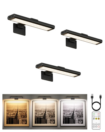 Picture Light for Wall, Rechargeable 2400mAh Lights Wireless with IR Remote, 3 Color & Dimmable Magnetic 7.8'' LED