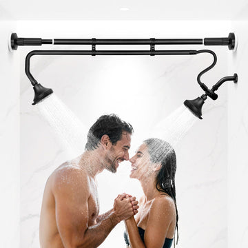 Tandem Shower Heads, Double Shower Head for Couples-Black