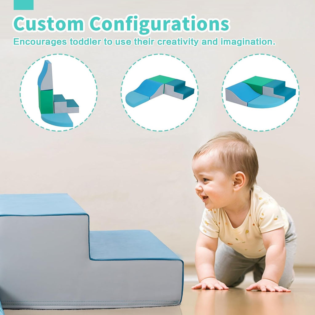 Pieces Climbing Toys for Toddlers: PU Leather - Soft Play Climbing for Toddlers - Foam Climbing Blocks for Crawling