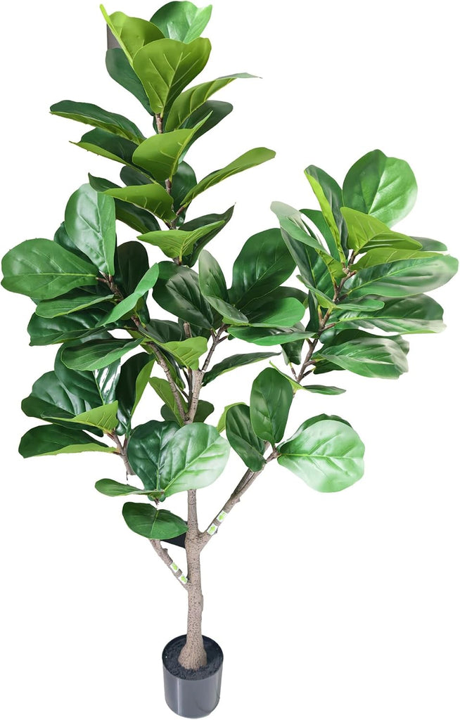 5ft Artificial Fiddle Leaf Fig Tree,Lifelike Indoor Faux Plant with Adjustable Branches,Easy Assembly,and Low
