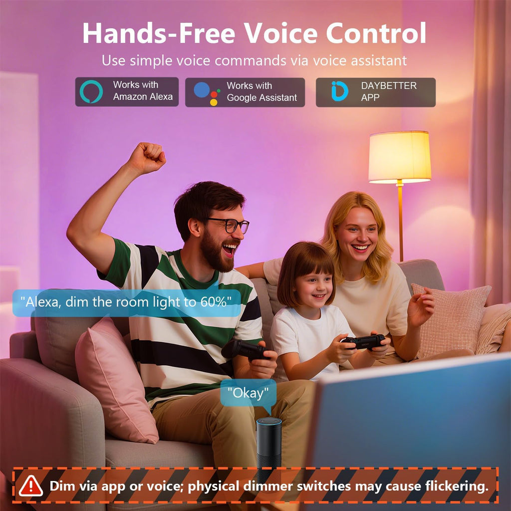 Smart Light Bulbs, A19 E26 Color Changing Bulbs, Works with Alexa