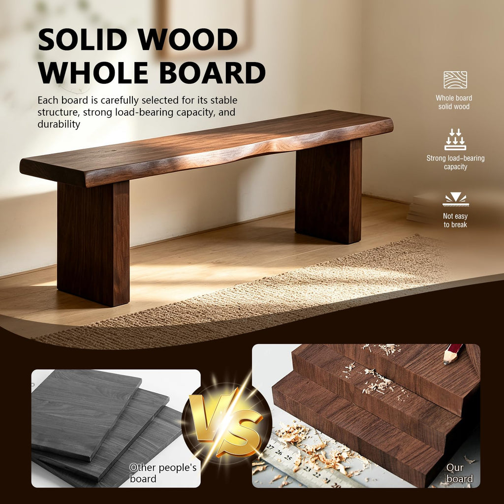 Solid Wood Entryway Bench Farmhouse Dining Bench Indoor End of Bed Bench