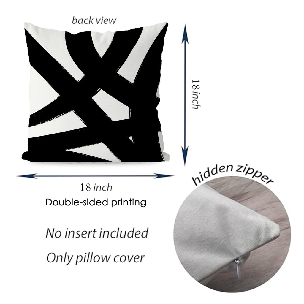 Black and White Throw Pillows Covers 18x18 Decorative Abstract White and Black Pillow Cover Room Decor Sofa Couch Set