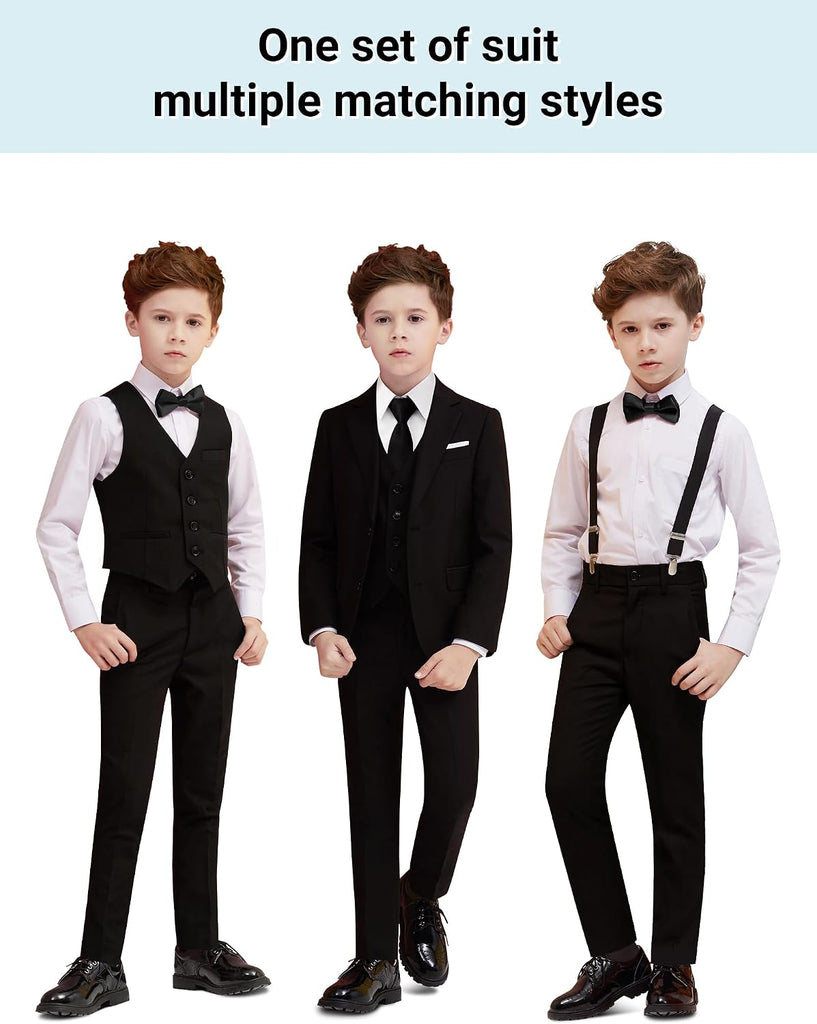 Boys Suit Piece 4 Fits Extra Husky/Husky/Slim/Regular Adjustable Waist + Suspenders