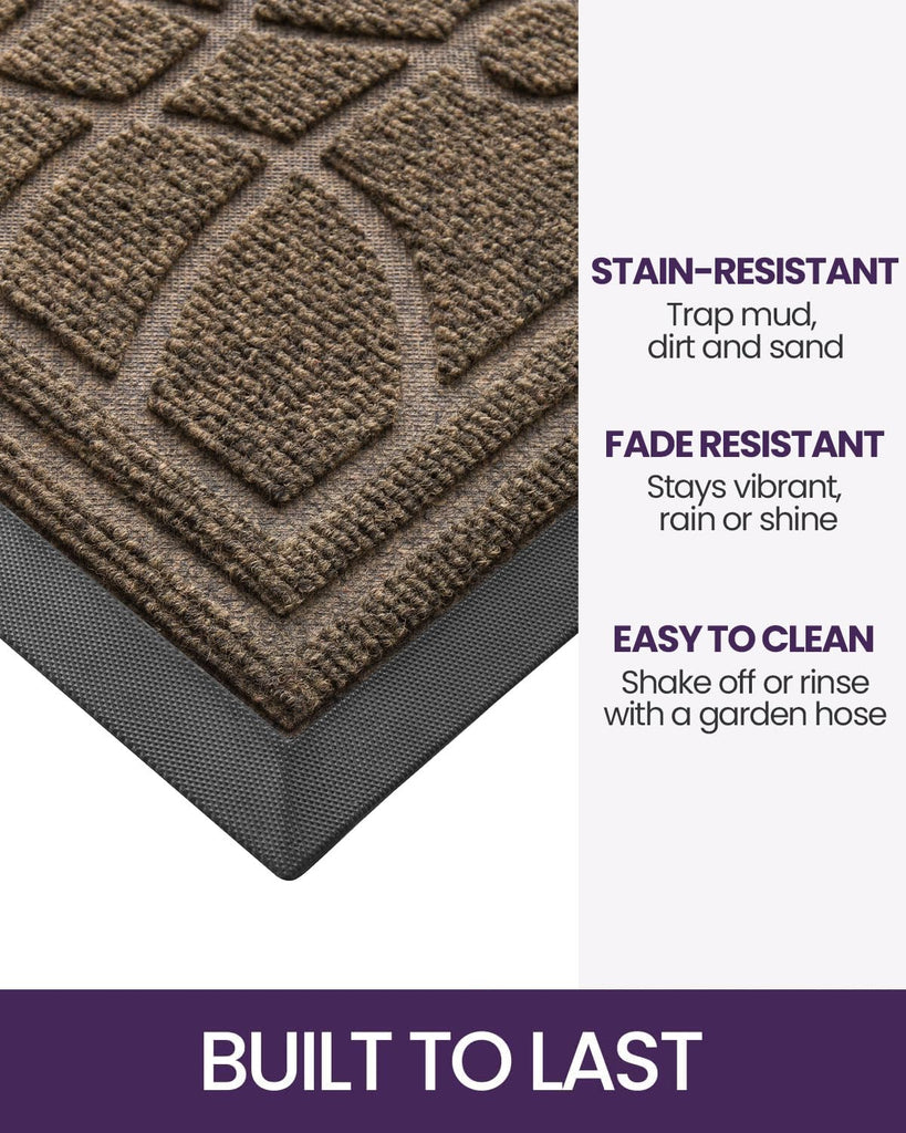Front Door Mat Outside Entrance 4x6, Heavy Duty Non Slip, Brown