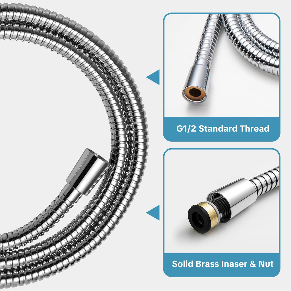 Shower Slide Bar Combo, 24 in Segmental Slide Bar with 6-Mode High Pressure Handheld Shower Head and 60 in Stainless