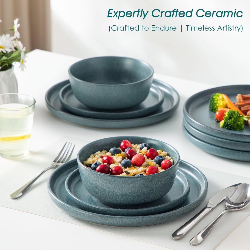 Plates and Bowls Sets, 24 Pieces Stoneware Dinnerware Set for 8, Ceramic Dish Set , Microwave and Dishwasher Safe