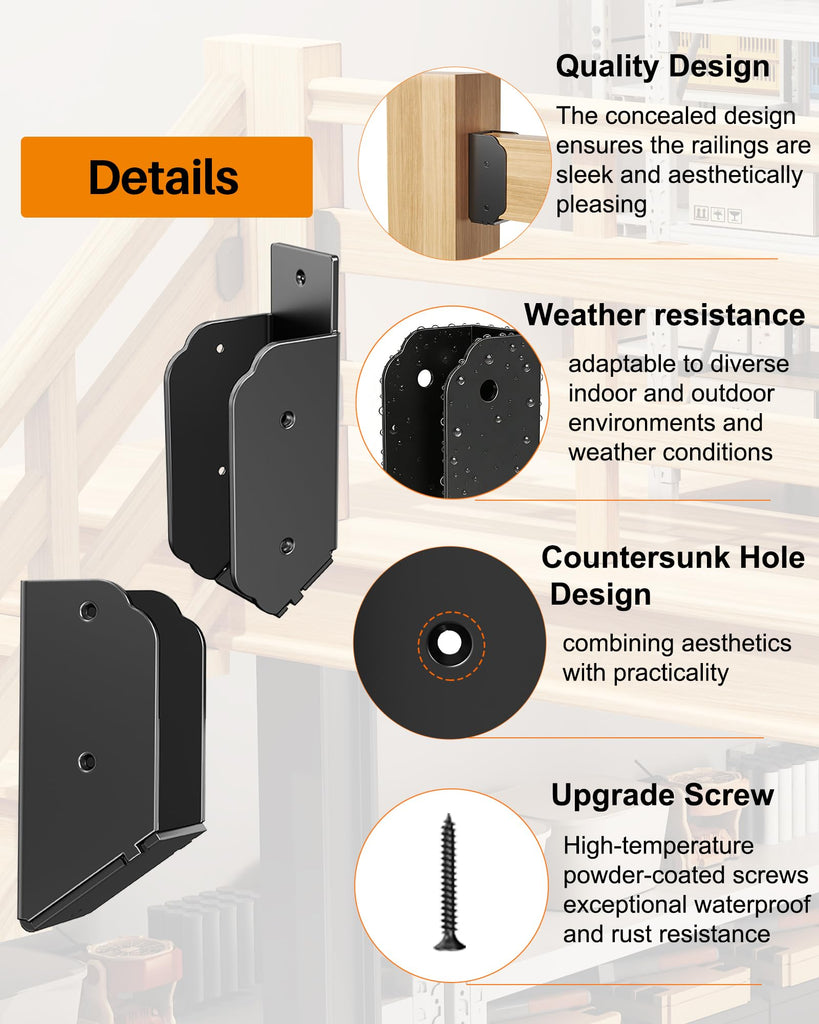Deck Railing 30° Stair Connectors for 2"x4" (Actual 1.5"x3.5"), 12 Pack