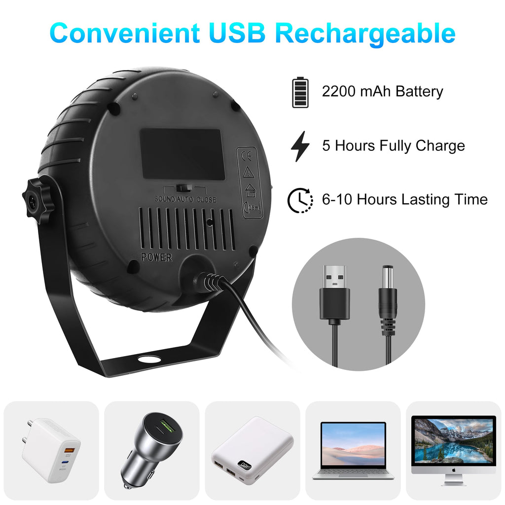 Rechargeable Strobe Lights for Parties Wireless LED Halloween Strobe Light Battery Powered, Remote Control & Sound