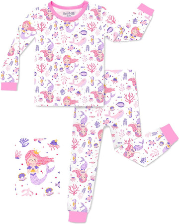 Bamboo Viscose Toddler Girls Kids Pajamas Unicorn Mermaid Pjs Long Sleeve Snug fit 12M- 2pcs Soft Jammies