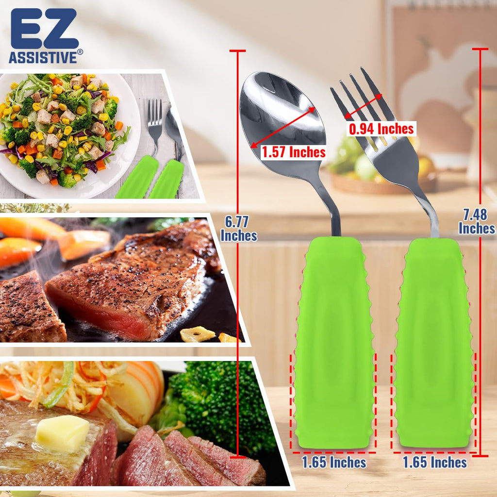 Adaptive Weighted Utensils Set - Spoon and Fork for Hand Tremors, Parkinson's, Elderly, and Arthritis - Adaptive