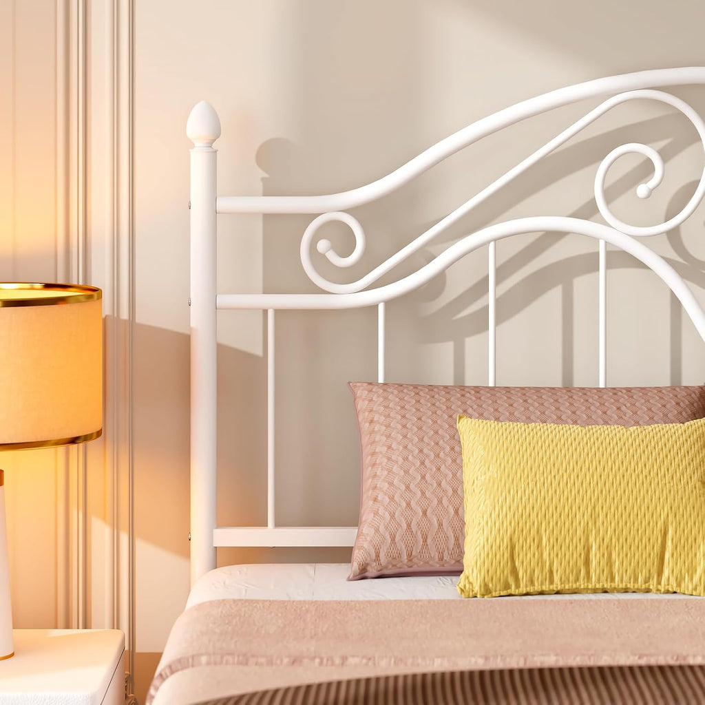 Queen Metal Headboard Only, Vintage Scroll Design, Adjustable Height