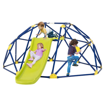 Climbing Dome with Slide, 8FT Jungle Gym Monkey Bar for Backyard, Outdoor Climbing Toys for Toddlers Playground