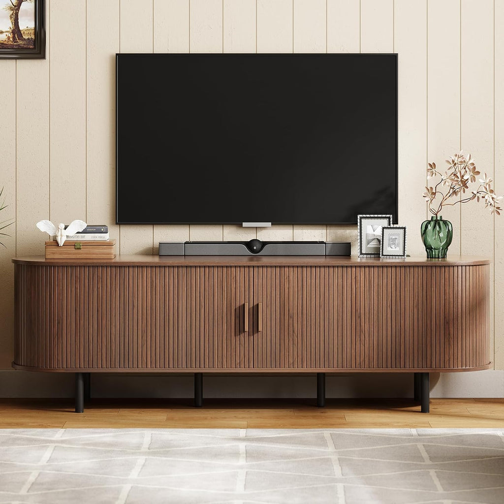 70.8" TV Stand with Power Outlet for TVs up to 75 Inch, Entertainment Center with Storage and Adjustable Shelves