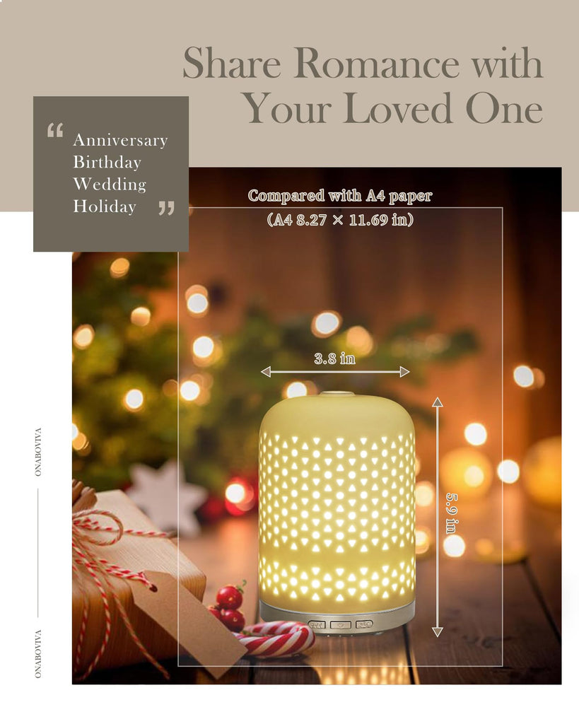 Essential Oil Diffuser, 2.4MHz Ultrasonic Cool Mist Aromatherapy Diffusers for Large Room, Ceramic Diffusers