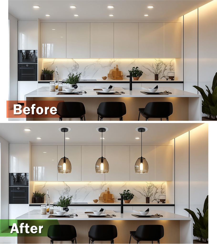 Recessed Can Light Conversion Kit for 5" and 6" Ceiling Fixtures - Pendant/Hanging Light Upgrade, Compatible