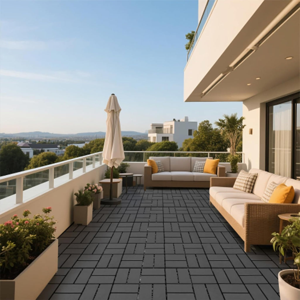 Interlocking Deck Tiles, Patio Deck Tiles, 12"x12", 44 Pack Deck Tiles Interlocking Outdoor All Weather, Plastic Patio