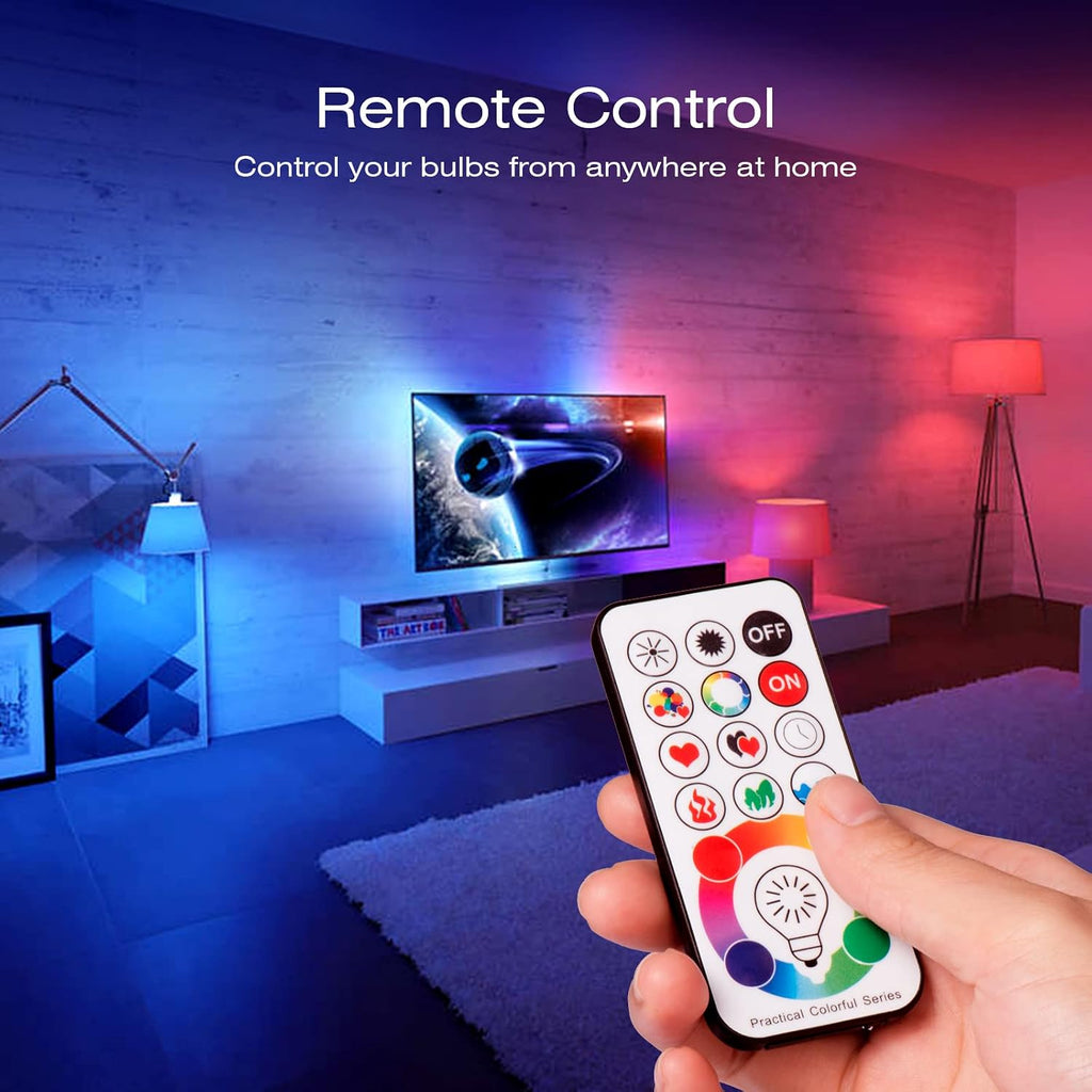 LED Color Changing Light Bulb, 820LM Dimmable E26 10W RGBW, Mood Light Bulb with Timing Remote, 120 Colors Screw Base