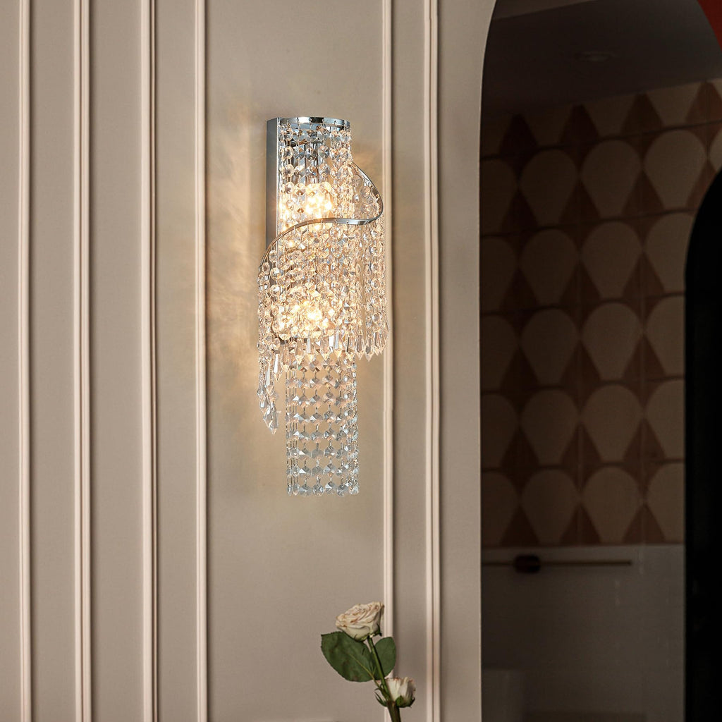 K9 Crystal Chrome Wall Sconces, Adjustable 3-Color LED Wall Light, FixtureVanity Wall Mount Lamps Bedroom Bathroom