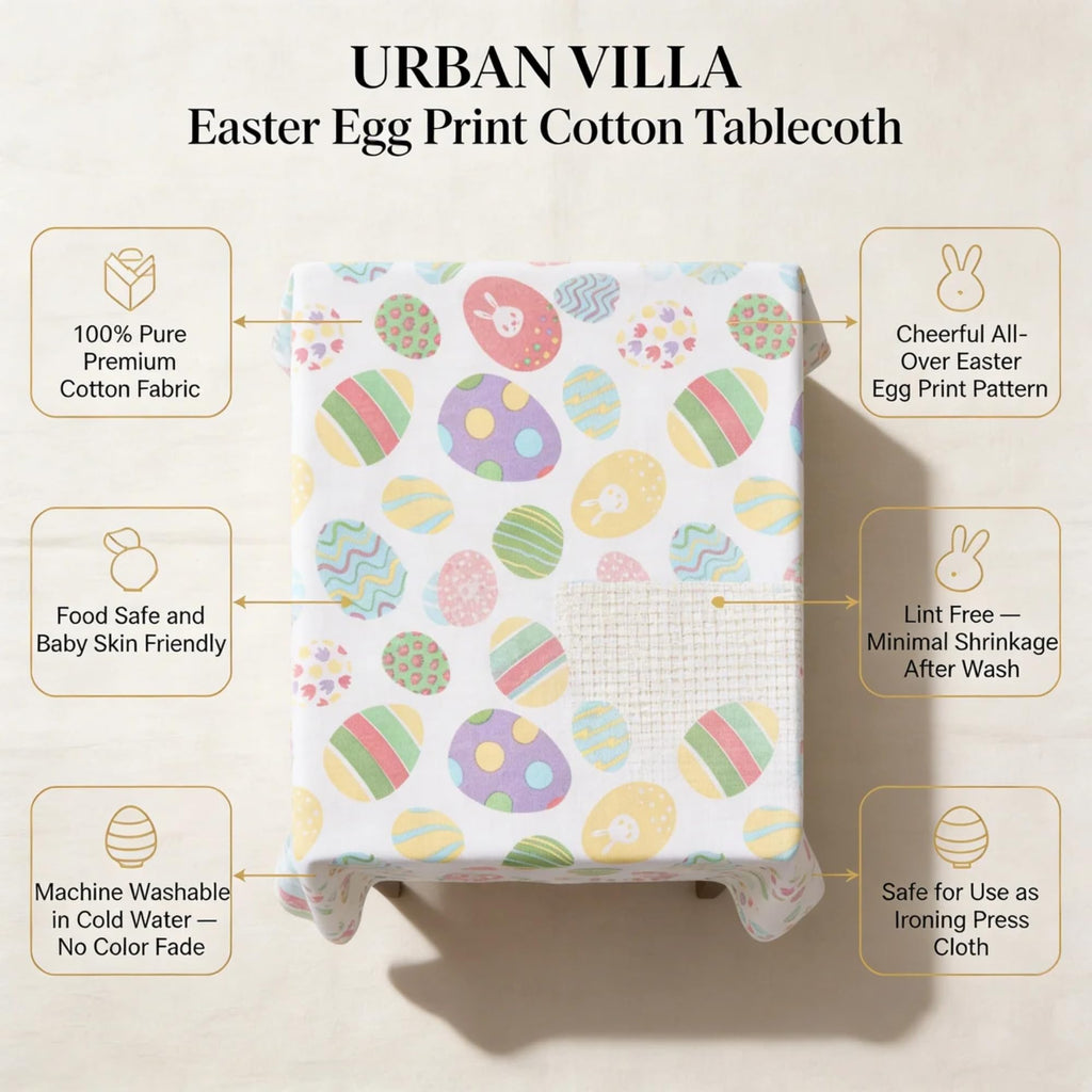 Tablecloth Cotton Rectangle Tabletop 60x84(6-8 Seats) Eggprint