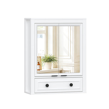 Bathroom Medicine Cabinet with Mirror and Tilt-Out Storage, White