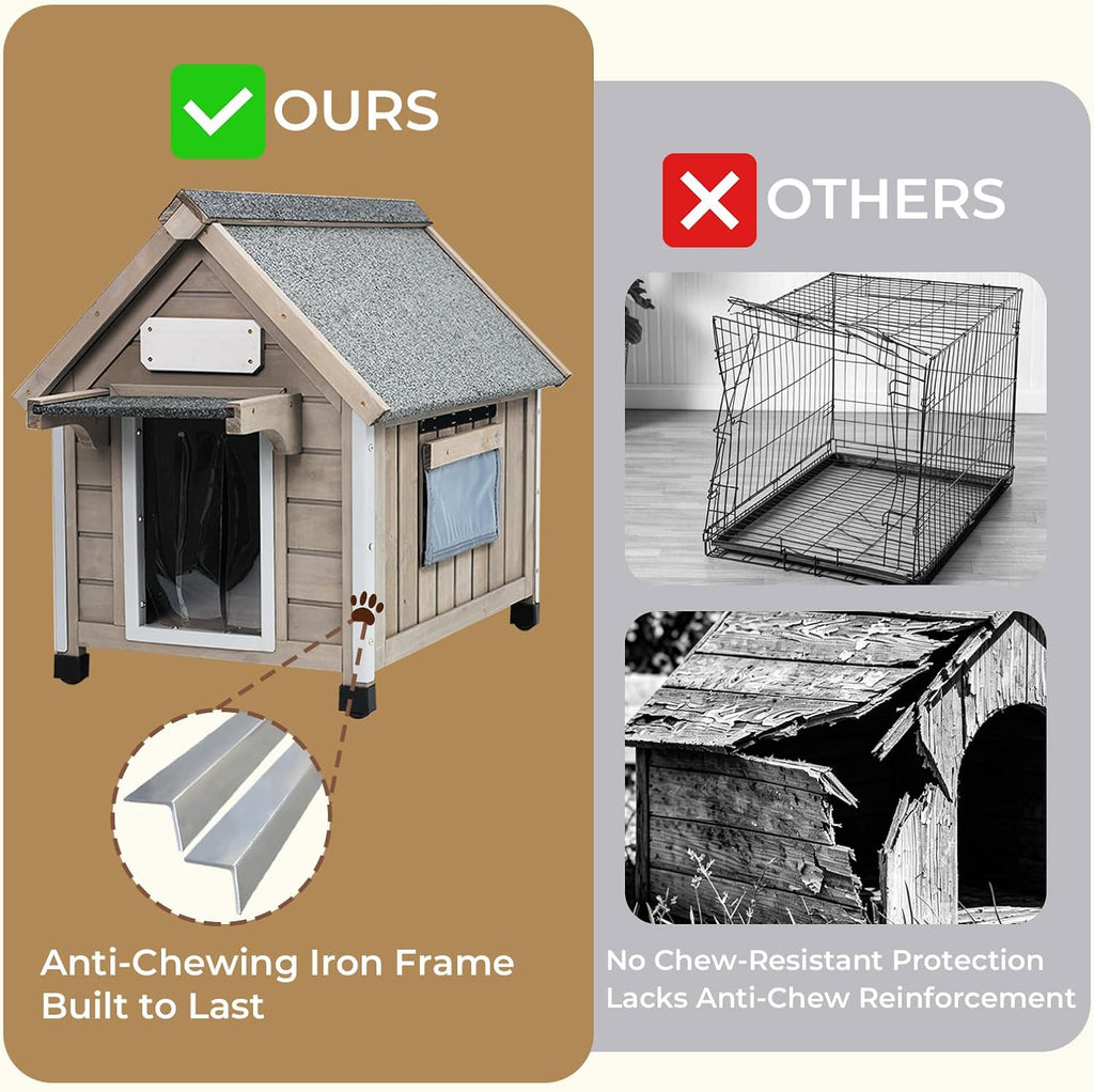 Wooden Dog House Outdoor for Small Weatherproof Puppy Shelter