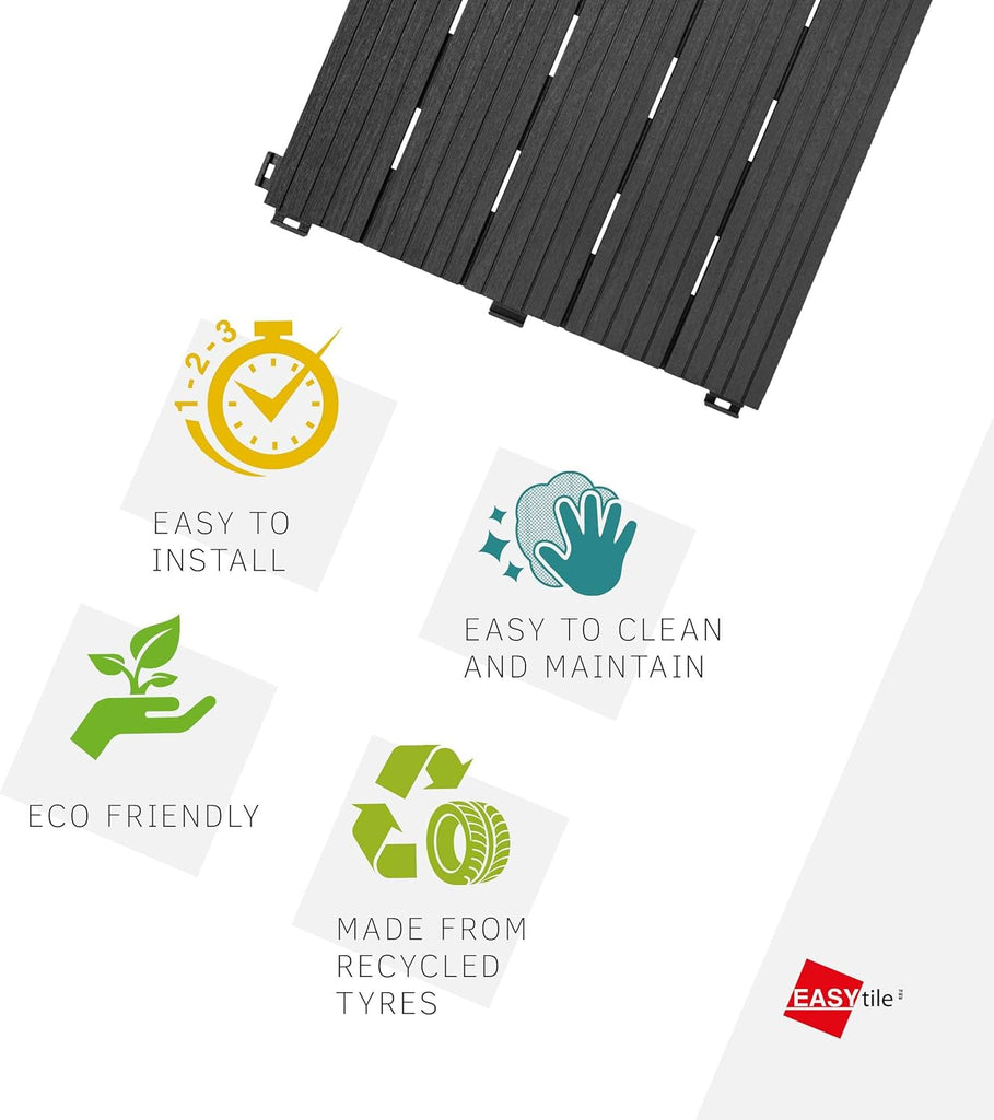 Garden Decking Tiles Cosmopolitan Patio, Terrace, Hot Tub Deck Tiles | Interlocking Decking Tiles | Recycled | Cosmo