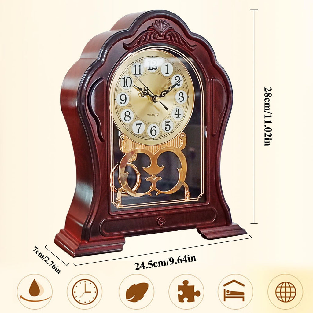 Antique Mantel Clock with Pendulum, Battery Operated(9.64" x 11.02")