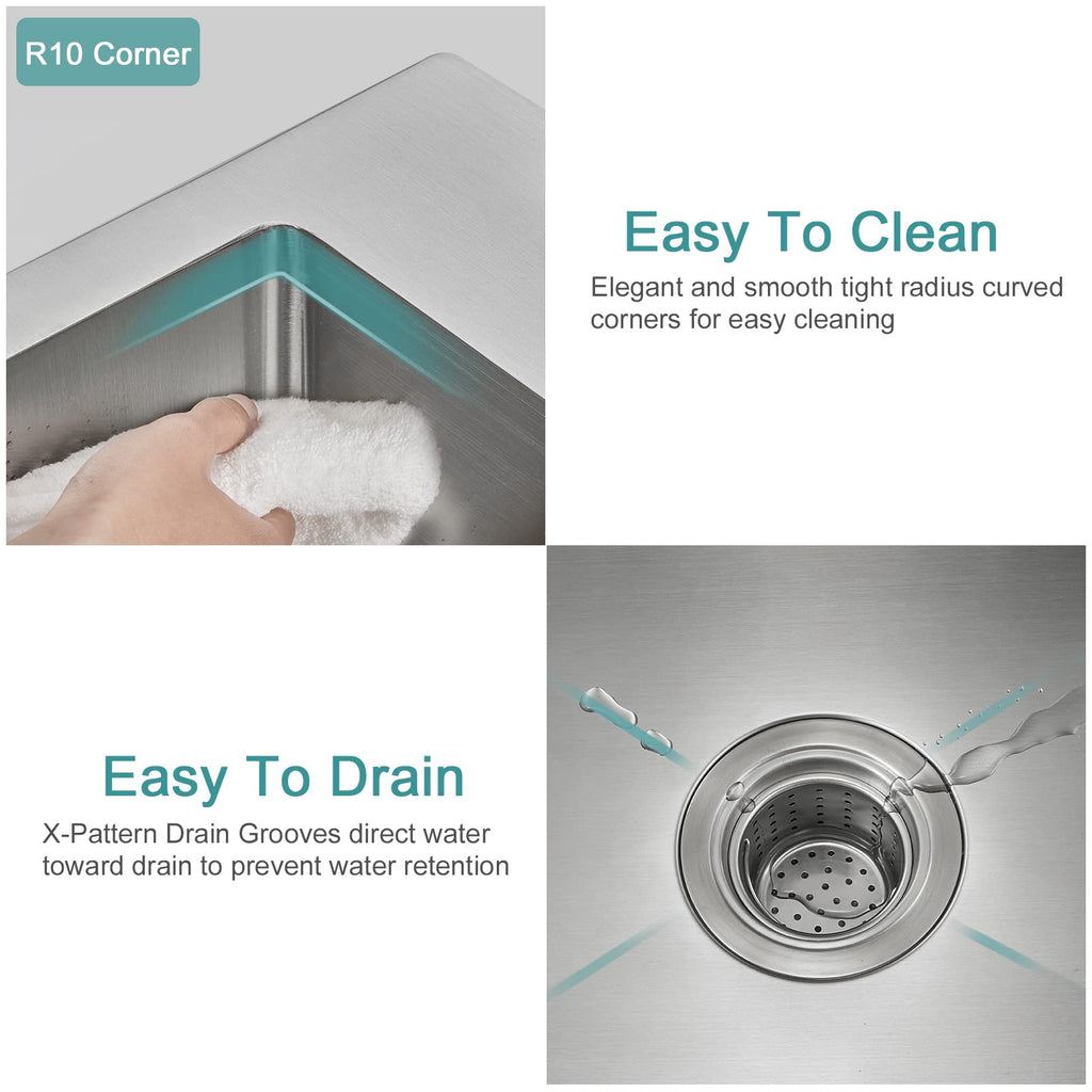 Drop Sink - 20"×16" Single Bowl Undermount Sink