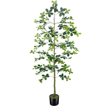Faux Black Olive Tree 7ft, Artificial Shady Lady Tree with Natural Trunk & Realistic Leaves, Modern Decor