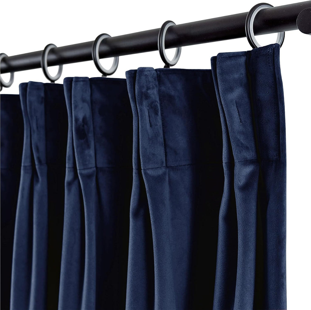 Soft Velvet Curtains Pinch Pleated Velvet Textured Drapes Panels for Bedroom Meetingroom Club Theater Living Room 50W