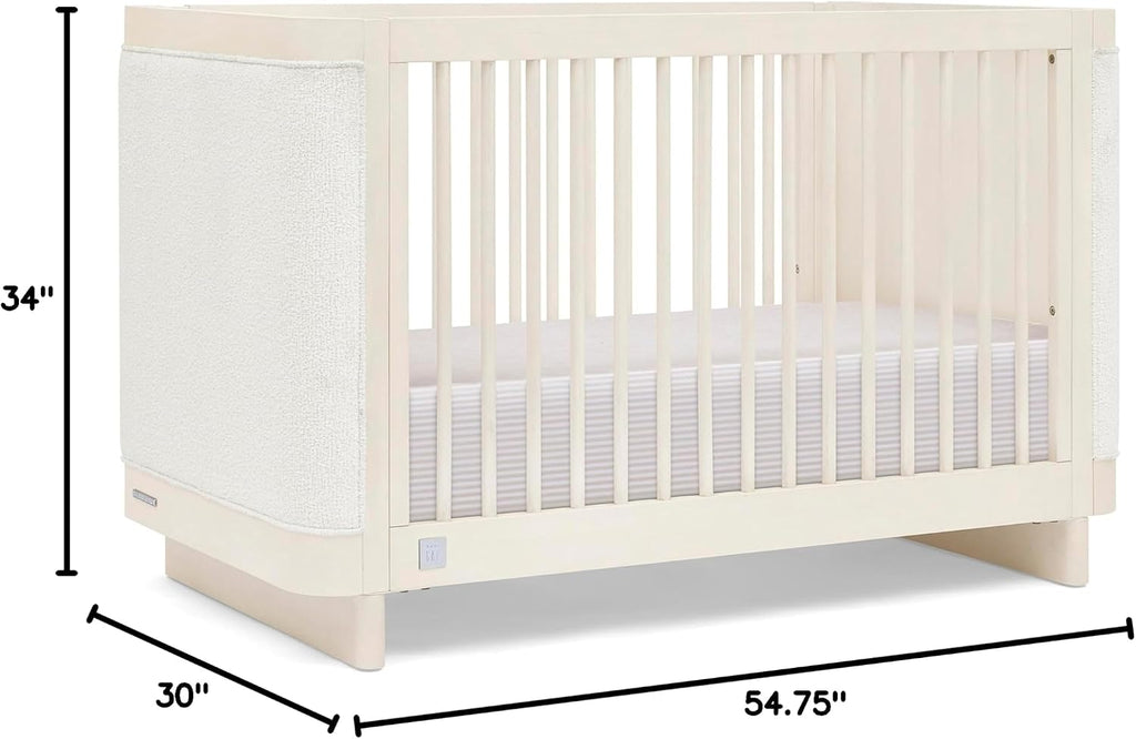 BabyGap Callie 4-in-1 Upholstered Crib - Greenguard Gold Certified, Antique White/White Boucle