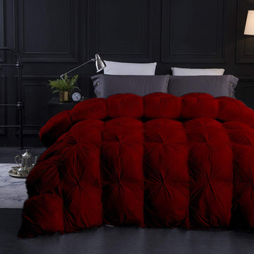 Pinch Pleated Down Comforter Super King Plus 120x120 Inches 1 Piece All-Season Duvet Insert, 500 GSM Corner