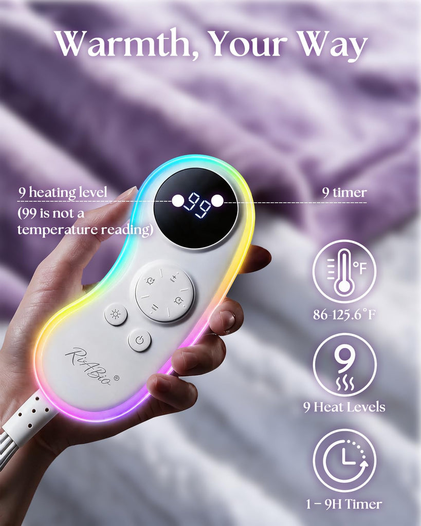Soft Electric Heated Blanket : Fast Even Heating Up to 125.6°F