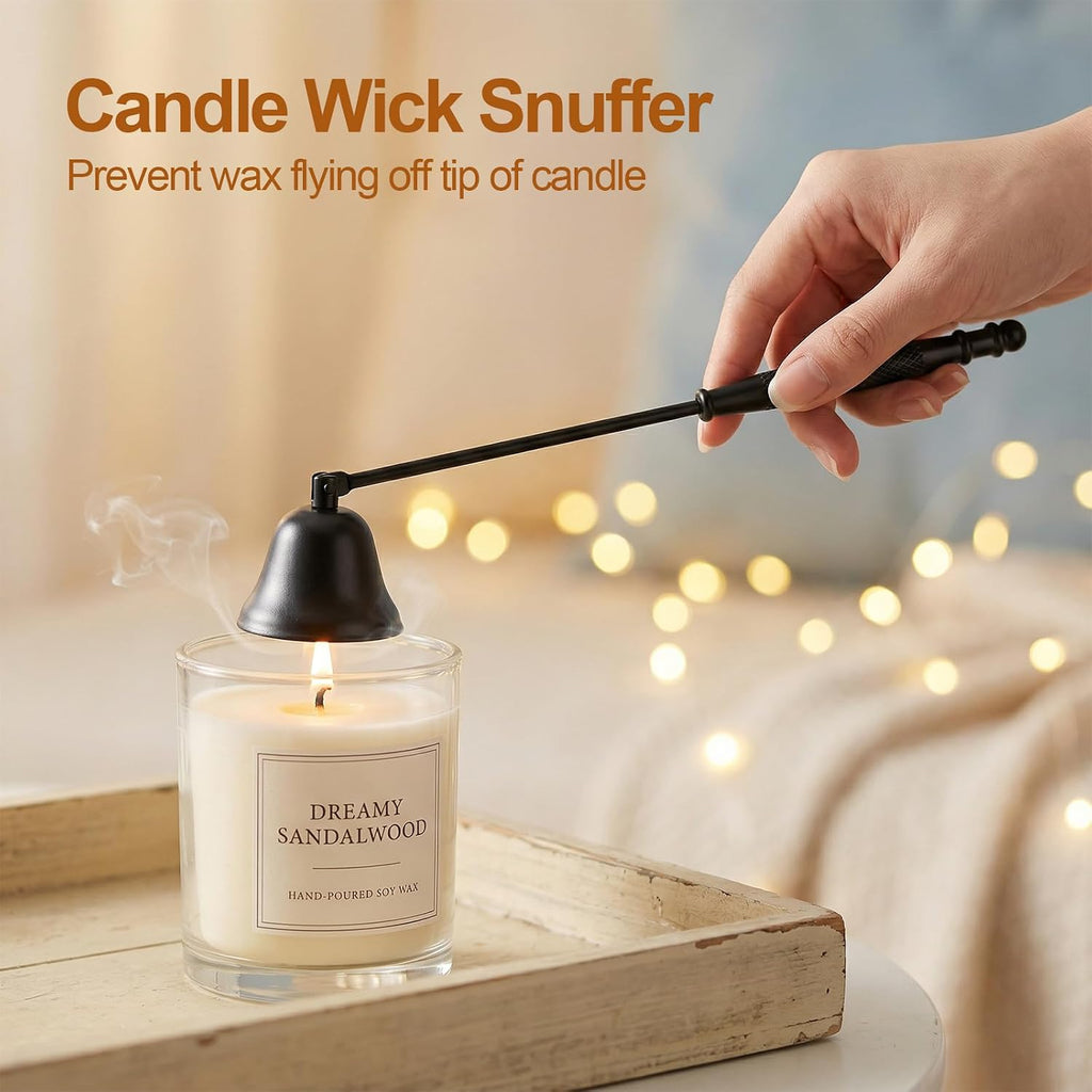 4-in-1 Stainless Steel Candle Care Kit for Candle Lovers, Black - Set of 4