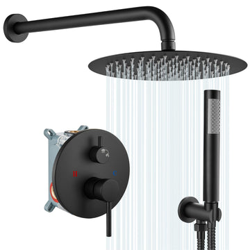 Shower Faucet Set with Rough-in Valve Trim Kit,Matte Black