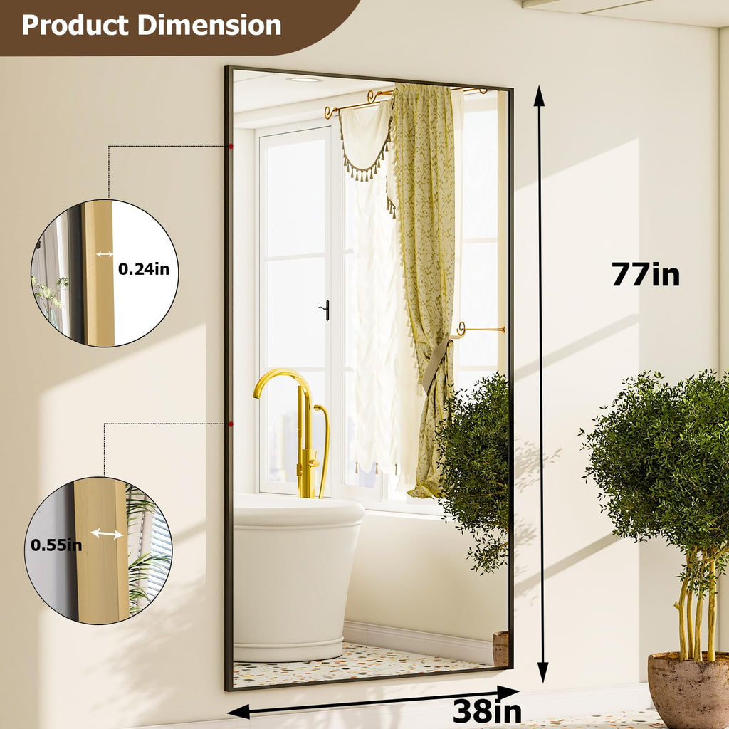 77" x 38" Oversized Full Length Mirror, Large Floor Mirror