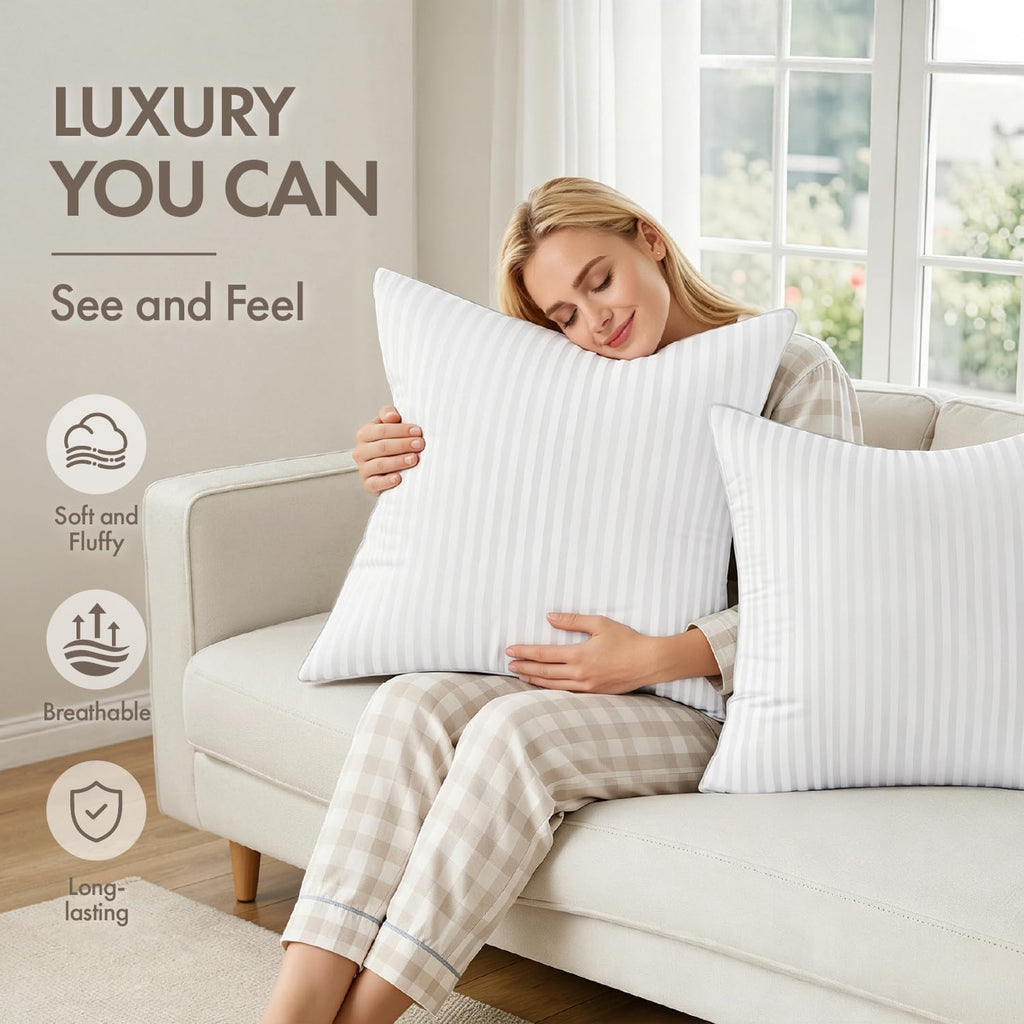 18x18 Throw Pillow Inserts, 100% Virgin Microfiber Filling - Set of 2