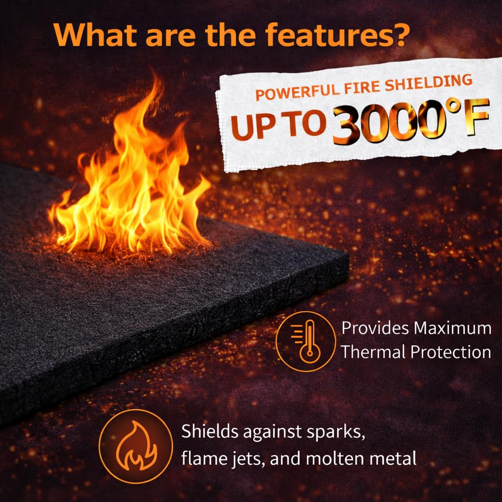 Welding Blanket Fireproof Carbon Felt Soldering Mat & Pad, 2 Packs 20x36 Inch Flame Retardant Fabric, Heat Shield for