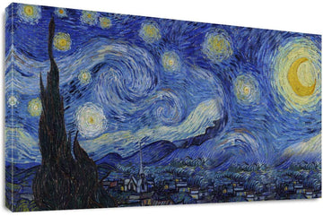 Starry Night Canvas Wall Art 29x58 Framed by Vincent van Gogh