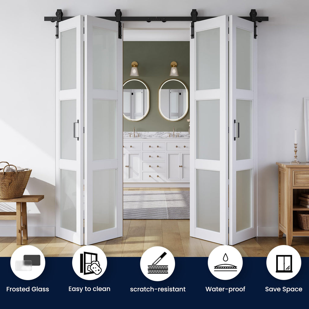 64" x 84" (Double 32") Bifold Barn Door with Hardware Kits