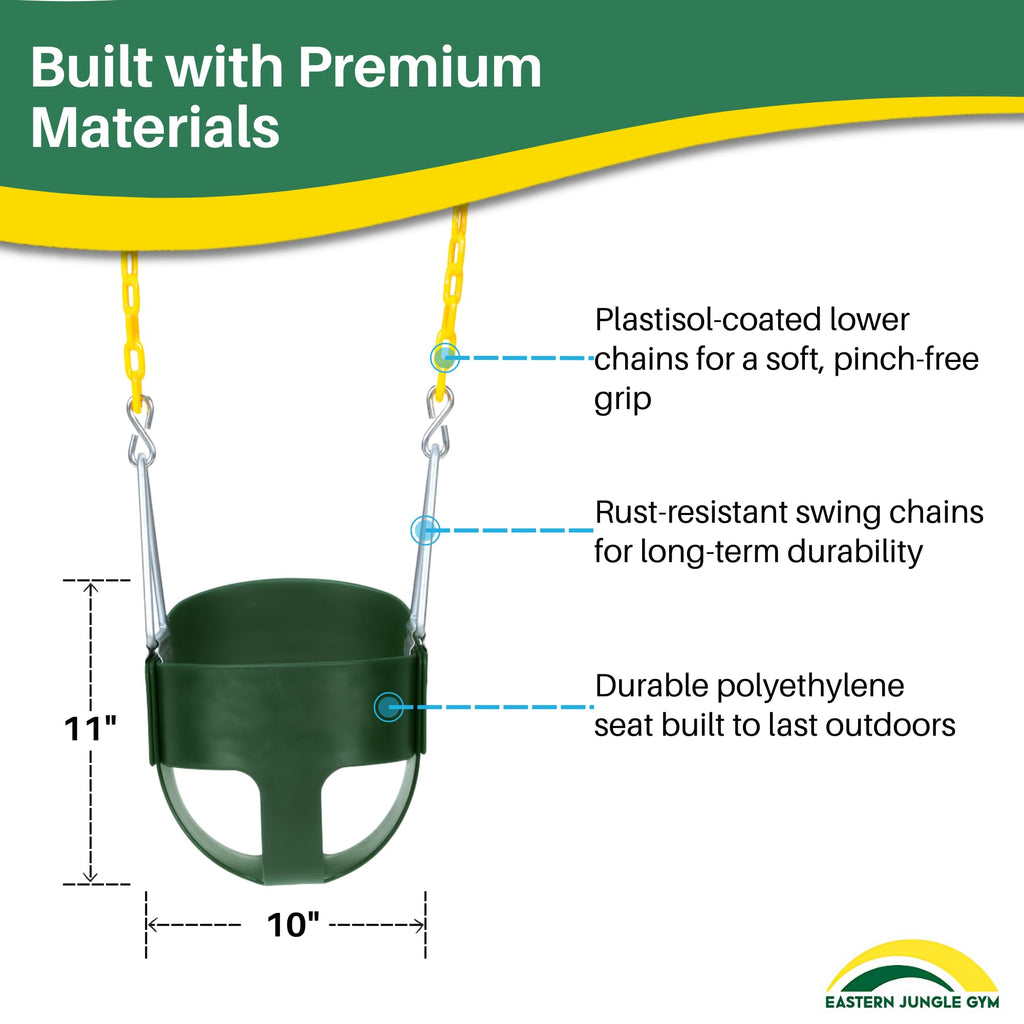 Heavy-Duty High Back Full Bucket Toddler Swing, Green