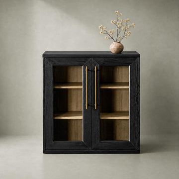 Blake Storage Cabinet, Pantry, Sideboard (Black Oak, Single, Acrylic)