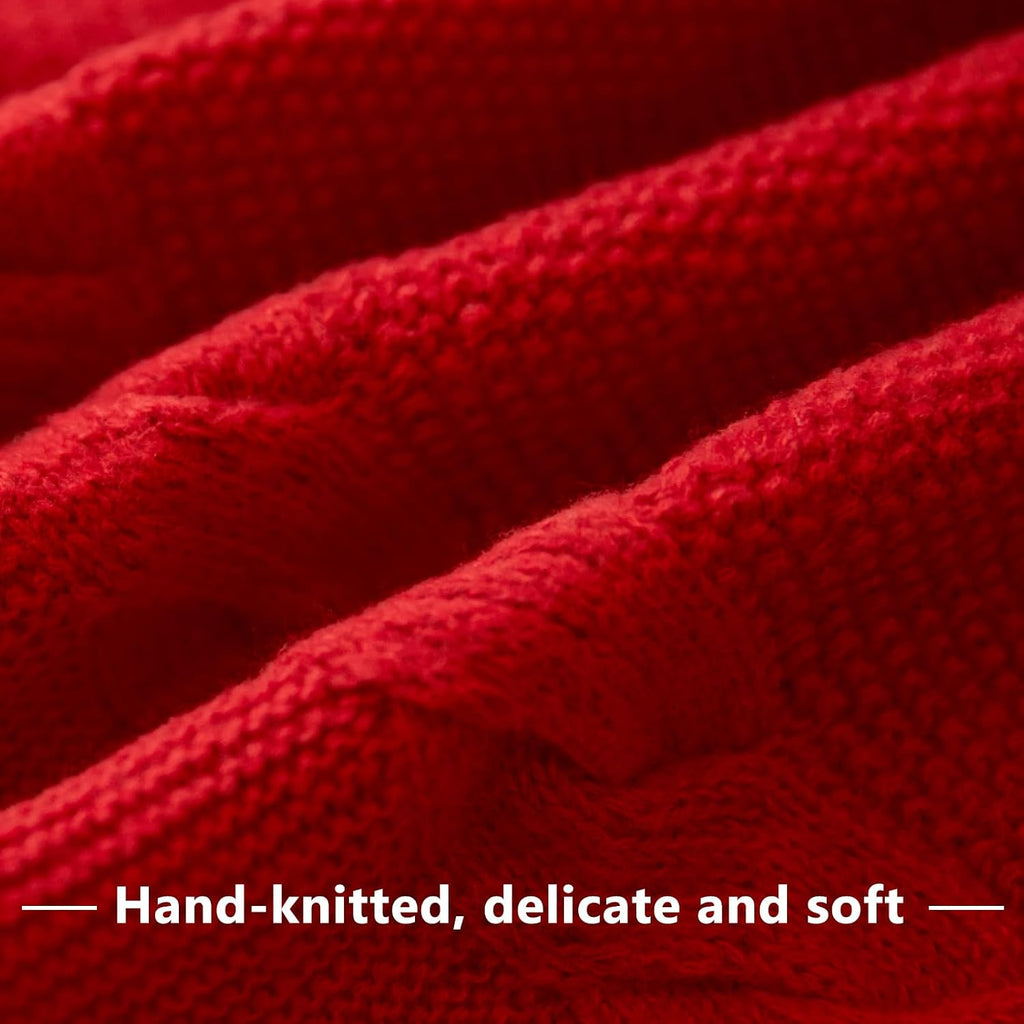 36 Inch Red Knitted Christmas Tree Skirt