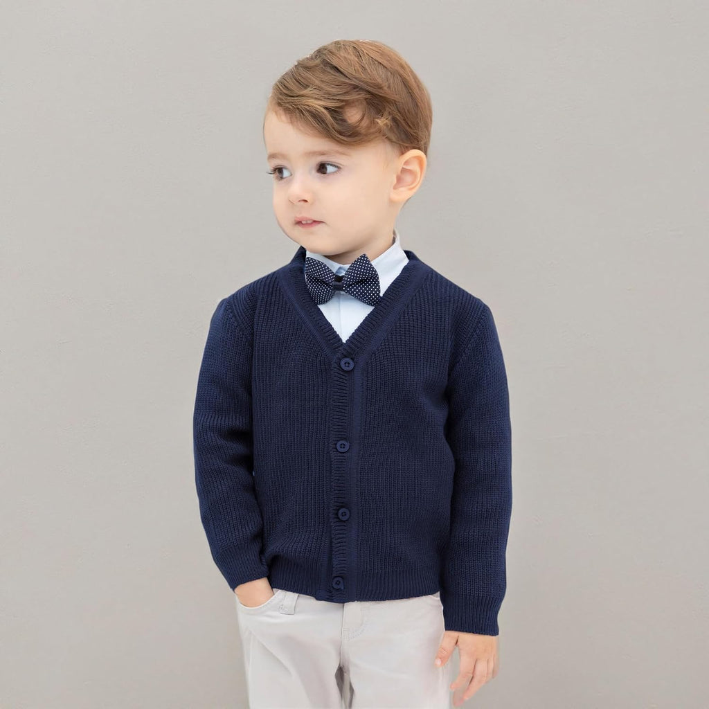 Baby Boys Basic Long Sleeve V-Neck Classic Knit Cardigan Sweater