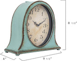 Creative Co-Op Metal Mantel Clock with Aqua Finish