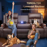 3-Seater Loveseat Recliner Sofa, Home Theater Seating Reclining Couch with Flip Middle Backrest