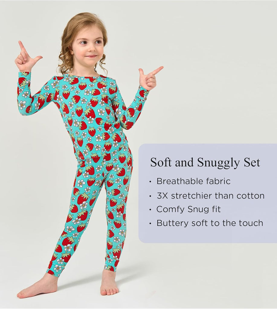Bamboo Viscose Toddler Girls Snug Fit Pajamas 2 Piece Pjs